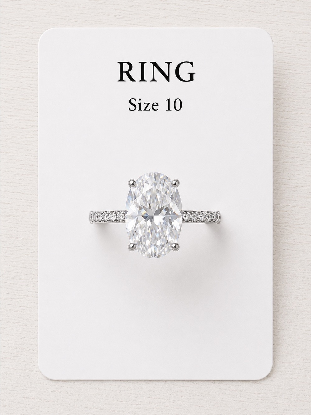 Oval Cubic Zirconia Pavé Ring in Silver - Size 10